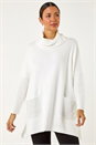 Ivory  Sparkle Pocket Detail Poncho Jumper, Image 4 of 5
