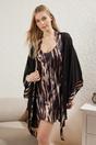 Multi WOVCOR Multi 2 Piece Leopard Print Nightdress Set with Sheer Robe, Image 1 of 4