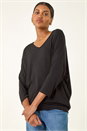 Black V-Neck Jersey Stretch T-Shirt, Image 2 of 6