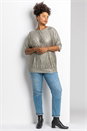 Gold Curve Shimmer Pleated Blouson Top, Image 3 of 5
