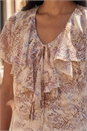 Stone Snake Print Frill Neck Top, Image 4 of 4