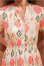 Ivory  Petite Abstract Print Frill Midi Dress , Image 4 of 4