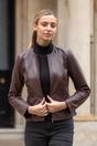 Brown Ashwood Leather Brown 'Corina' Collarless Casual Leather Jacket, Image 1 of 4