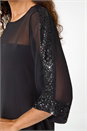 Black Sequin Trim Shift Dress, Image 5 of 5