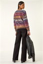 Purple Textured Stripe V-Neck Knit Jumper, Image 3 of 5
