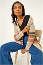 Camel  Stripe Knit Longline Cardigan, Image 4 of 5