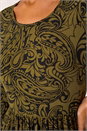 Olive Paisley Print Gathered Stretch Midi Dress, Image 5 of 5