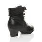 Black Mid Cuban Heel Pixie Lace Up Granny Ankle Boots, Image 4 of 8