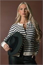 Navy  Petite Stripe Print Pocket Cardigan, Image 6 of 7