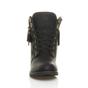 Black AJVANI Black Lace Up Knitted Collar Biker Military Boots, Image 6 of 6