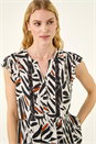 Black Abstract Print Lace Tunic Top, Image 4 of 5