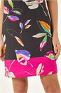 Fuchsia Leaf Print Shift Dress, Image 5 of 5
