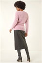 Light Pink Embellished Fluffy Knit Jumper, Image 3 of 5