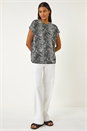 Black Snake Print Bubble Hem Top, Image 2 of 5