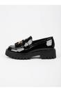 Black Mia Womens Chunky Patent Tassel Loafers, Image 7 of 8