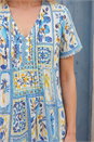 Blue Petite Floral Tile Tunic Dress, Image 4 of 4