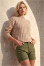 Beige Beaded Ribbed Knit Jumper, Image 1 of 4