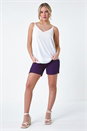 Purple Lace Trim Stretch Elastic Waist  Shorts, Image 6 of 6