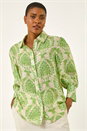Green Floral Print Collared Shirt, Image 4 of 5