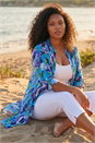 Teal Curve Water Colour Blouse, Image 2 of 4