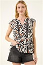 Black Abstract Print Lace Tunic Top, Image 1 of 5