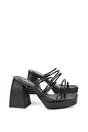 Black XY LONDON Black 'Colt' Strappy Square Toe High Block Heel Platform Mule Sandals, Image 2 of 5
