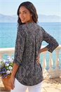Grey Textured Paisley Print Stretch Blouse, Image 3 of 4