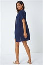 Navy  Short Sleeve Longline Cardigan, Image 3 of 5