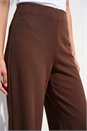 Chocolate Petite Wide Leg Crepe Stretch Trouser, Image 4 of 4