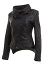 Black Detachable Collar Leather Biker Jacket, Image 4 of 4