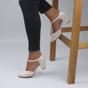 Natural AJVANI Natural Mid Heel Comfort T-Bar Brogue 2 Part Heels, Image 5 of 6