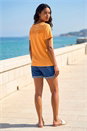 Orange Shirred Shoulder T-Shirt, Image 3 of 4