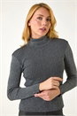 Grey Dusk Stripe Turtle Neck Knit Jumper, Image 4 of 5