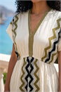 Ivory  Zig Zag Border Boho Maxi Dress, Image 4 of 4