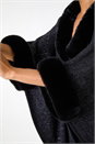 Black Faux Fur Button Up Poncho, Image 5 of 5