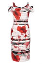 Red Floral Cold Shoulder Scuba Dress, Image 5 of 5