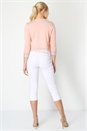 Peach Lace Trim Cropped Shrug, Image 3 of 5