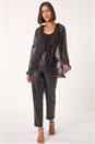 Black Embellished Tie Front Top, Image 1 of 5