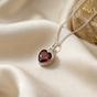 Red Mini Heart Silver Garnet January Birthstone Necklace, Image 1 of 4