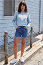 Light Blue  Contrast Stitch Heart Jumper, Image 2 of 4