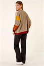 Beige Colour Block Knit Cardigan, Image 5 of 6
