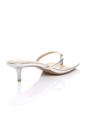 Silver AJVANI Silver Low Kitten Heel Toe Post Slip On Square Toe Sandals, Image 4 of 5