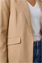 Natural  Ruched 3/4 Sleeve  Stretch Blazer , Image 4 of 4
