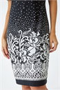 Black Textured Border Print Shift Dress, Image 5 of 5