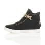 Black Gold Chain Lace Up Trainers Hi Tops, Image 3 of 6