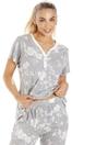 Light Grey Camille Lingerie Light Grey Lightweight Floral Capri Pyjama Set, Image 5 of 5