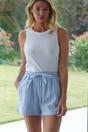 Light Blue British Boxers Light Blue "Westwood Blue" Stripe Brushed Cotton Sleep Shorts, Image 2 of 2