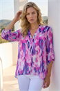 Purple Blurred Print Frill Blouse, Image 1 of 4