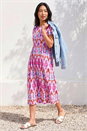 PINK Petite Aztec Print Stretch Pocket Midi Dress, Image 1 of 4
