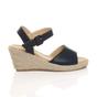 Navy Blue Mid Wedge Heel Ankle Strap Espadrille Sandals, Image 2 of 6